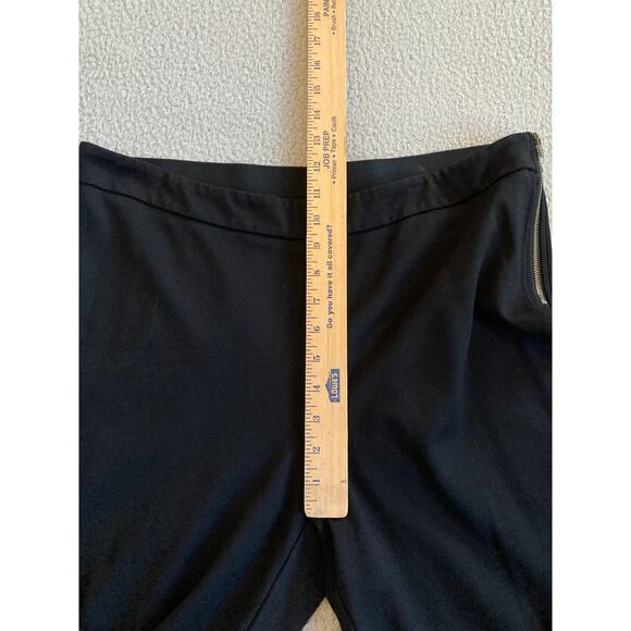 Chicos Pants 12 Large Crop Straight Leg Capri Zip Stretch Black Gold Minimal 2 - Picture 10 of 13
